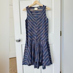 Maeve Anthropologie Westwater Knit Dress Colorful Chevron Print Size XS